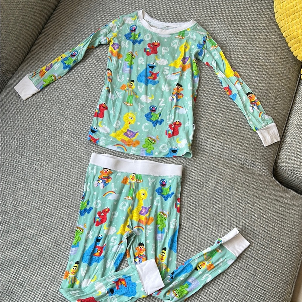 Little Sleepies Green and White Pajama Set Soft and Stretchy